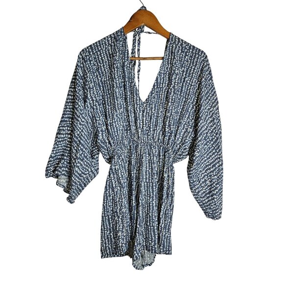 All You Are Relaxed Fit Elastic Waist Comfy Back Tie Pull On Romper Women S - Picture 10 of 14